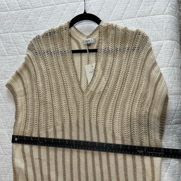 NWT Italian Floris Knit Metallic Striped Maxi Cover-Up Dress – Beige/Gold – S/M - Picture 10 of 11